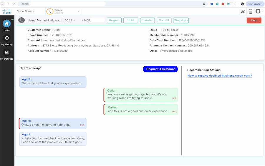 Cisco Finesse Real-Time Sentiment Analysis