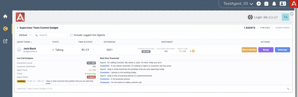Avaya Workspaces Real-Time Customer Sentiment Widget