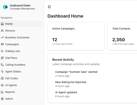 Comstice Outbound Dialer Admin