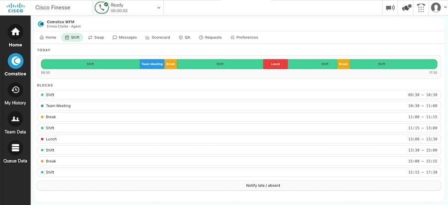 Cisco Finesse Workforce Management Gadget